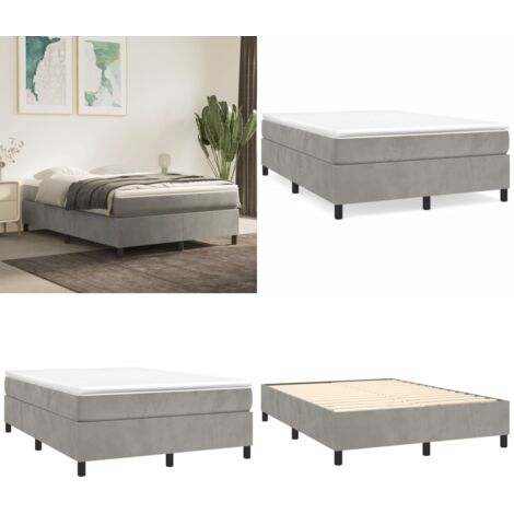 Estructura de cama con somier terciopelo gris claro 140x190 cm - Estructura de cama - Colchón