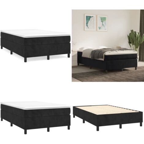 Estructura de cama con somier terciopelo negro 120x200 cm - Estructura de cama - Colchón