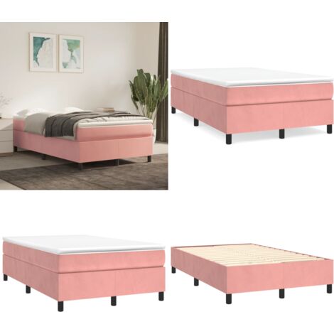 Estructura de cama con somier terciopelo rosa 120x200 cm - Estructura de cama - Colchón