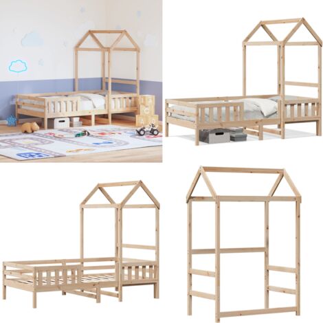 Estructura de cama con techo madera maciza de pino 80x200 cm - Estructura de cama - Cama infantil