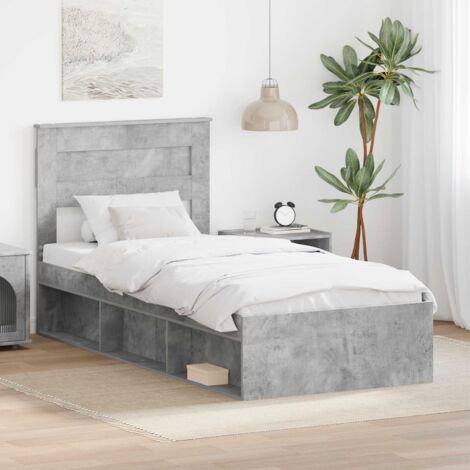 Estructura de cama Concreto 90 x 200 cm Madera de pino macizo