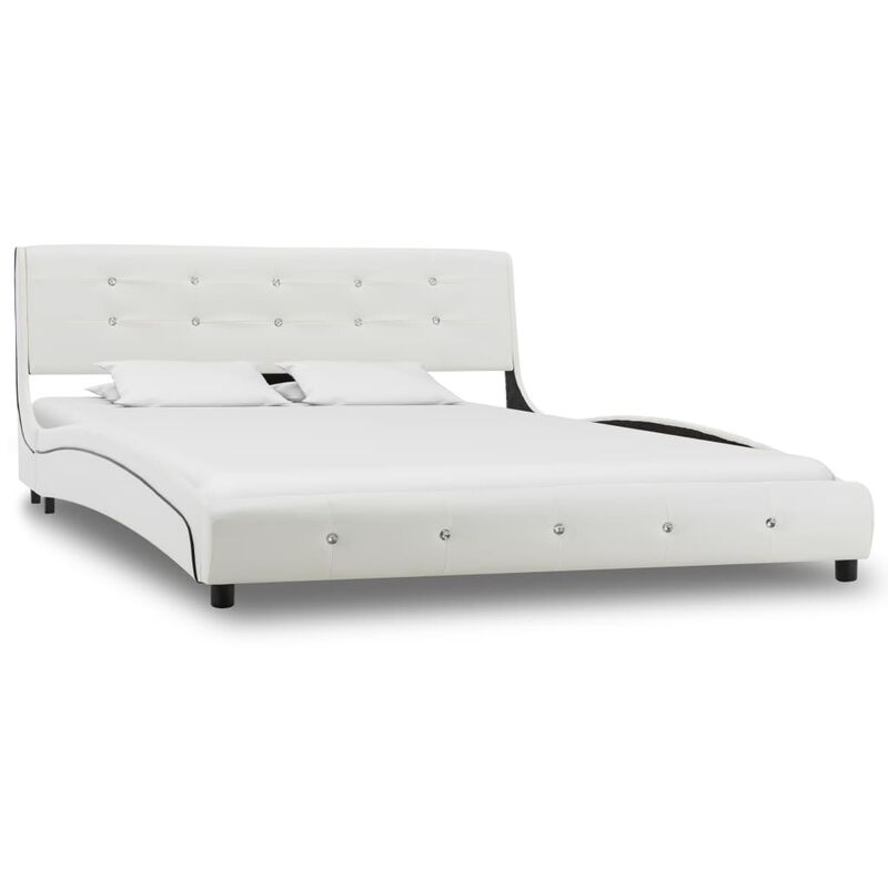 

Estructura de cama cuero sintético blanca 135x190 cm