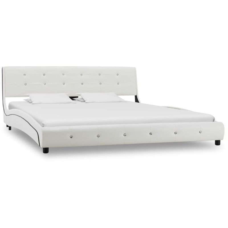 

Estructura de cama cuero sintético blanca 150x200 cm