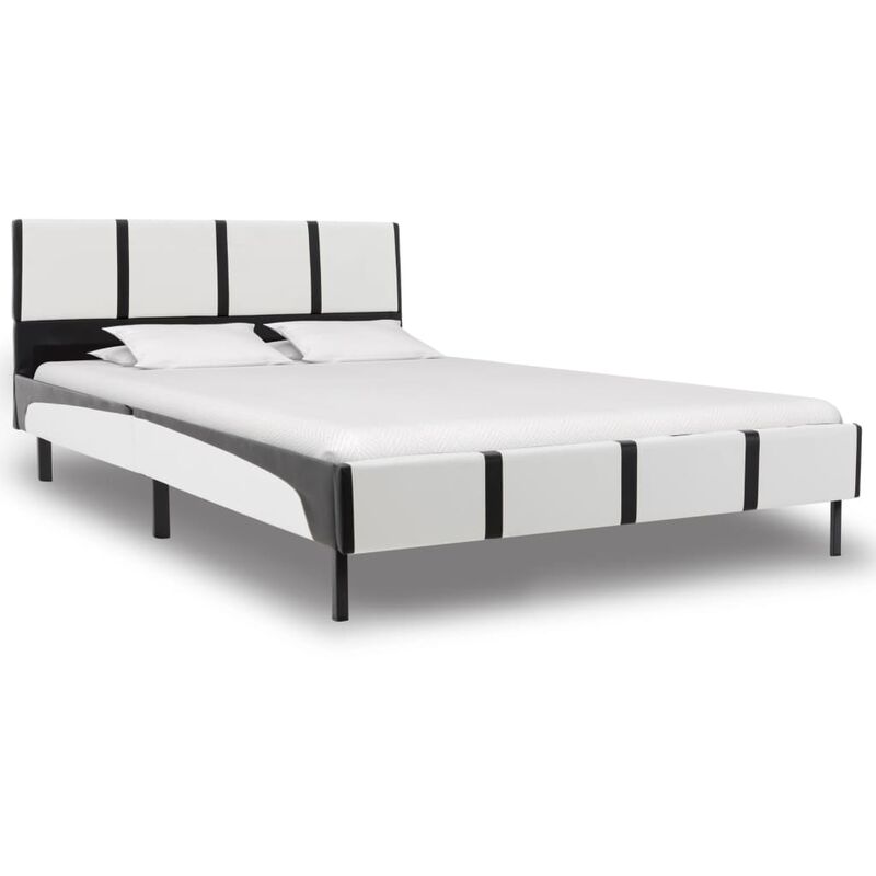 

Estructura de cama cuero sintético blanca y negra 120x190 cm