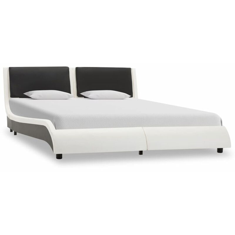 

Estructura de cama cuero sintético blanca y negra 120x190 cm
