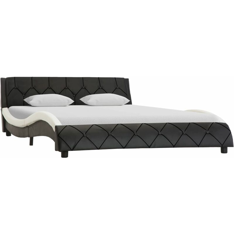 

Estructura de cama cuero sintetico blanco y negro 120x200 cm