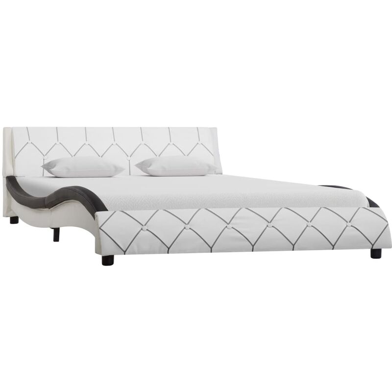 

Estructura de cama cuero sintético blanco y negro 120x200 cm
