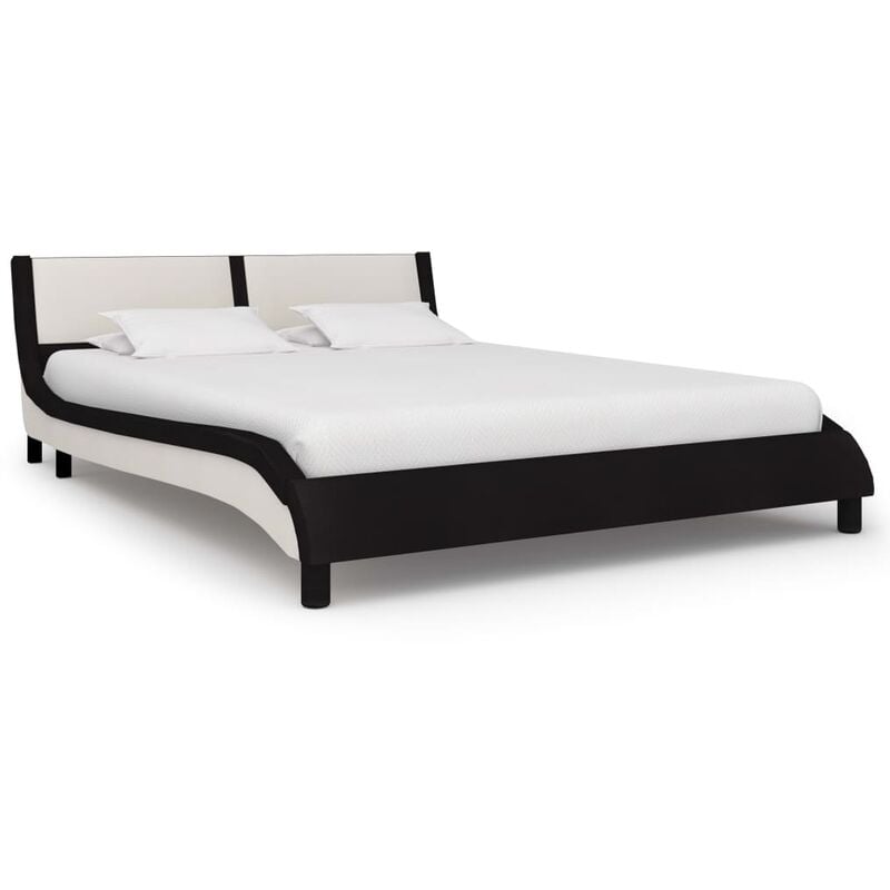 

Estructura de cama cuero sintético blanco y negro 120x200 cm