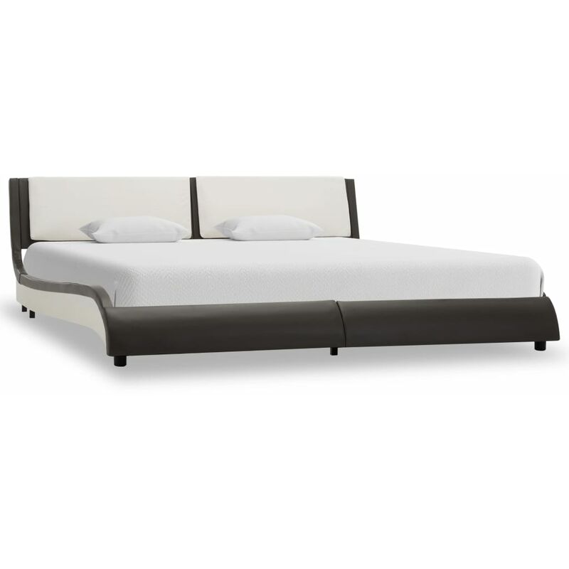 

vidaXL Estructura de Cama Cuero Sintético Gris y Blanco 180x200 cm - Gris