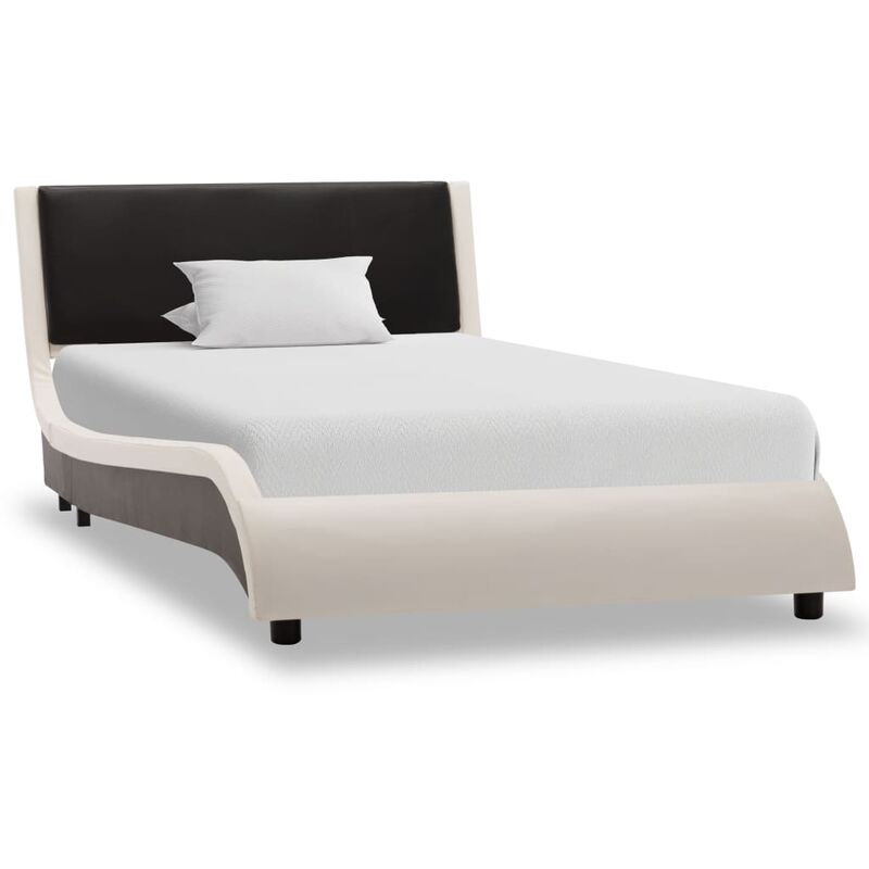 

vidaXL Estructura de Cama Cuero Sintético Blanco y Negro 90x200 cm - Blanco