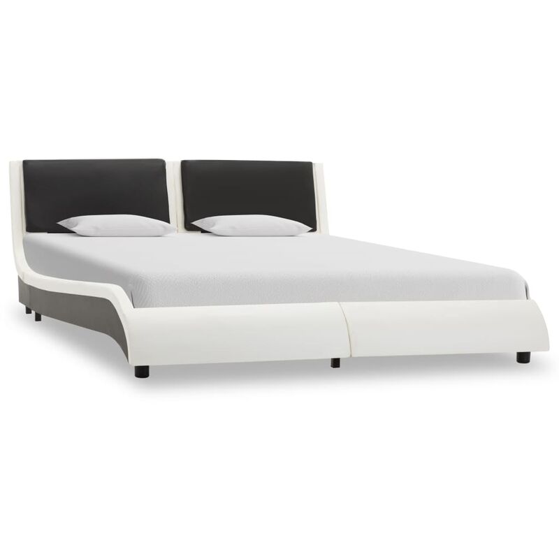 

Estructura de cama cuero sintético blanco y negro 135x190 cm