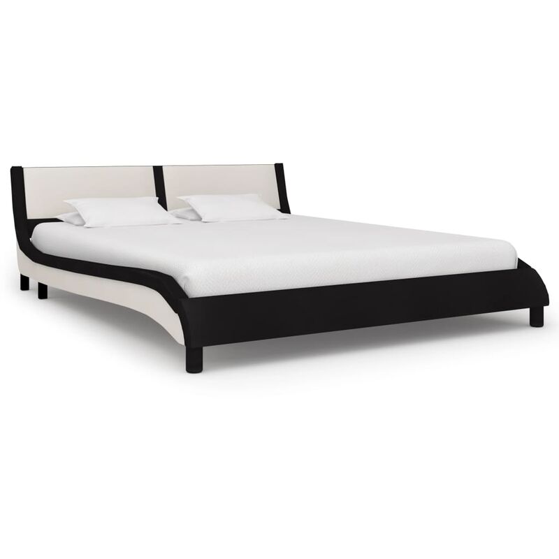 

Estructura de cama cuero sintetico blanco y negro 160x200 cm