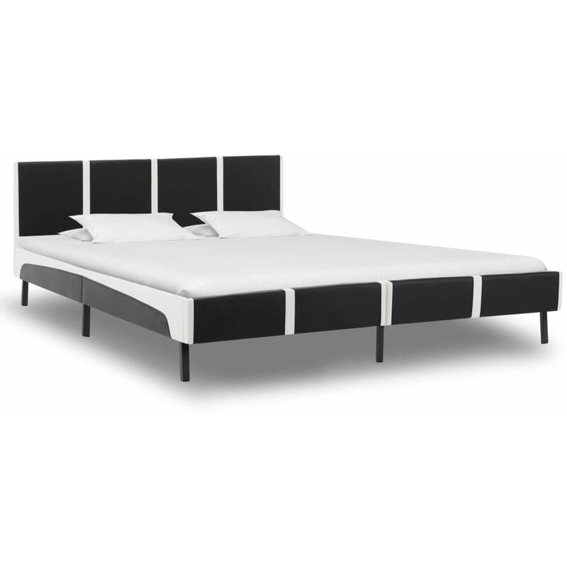 

Estructura de cama cuero sintetico blanco y negro 180x200 cm