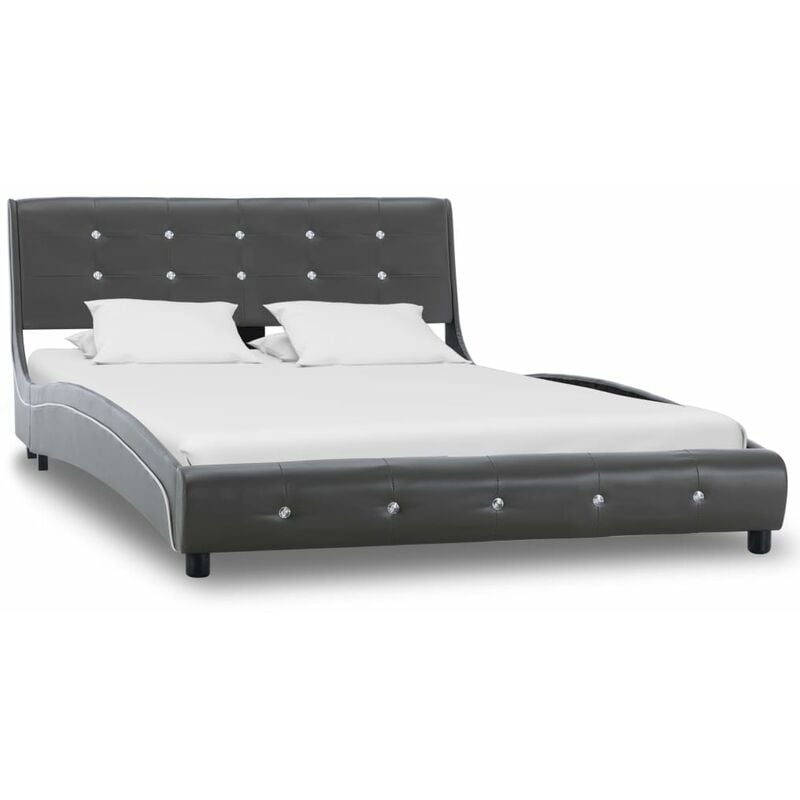 

Estructura de cama cuero sintético gris 120x190 cm
