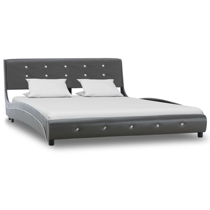 

Estructura de cama cuero sintético gris 135x190 cm