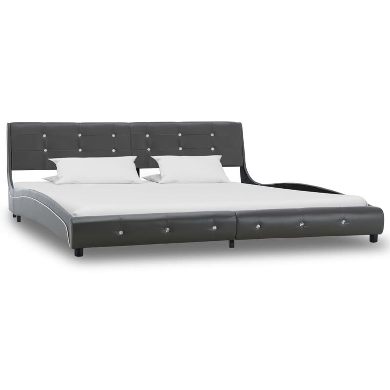 

Estructura de cama cuero sintético gris 180x200 cm