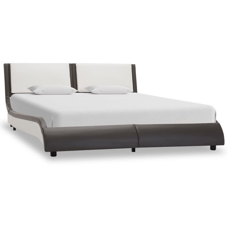 

Estructura de cama cuero sintético gris y blanca 120x190 cm
