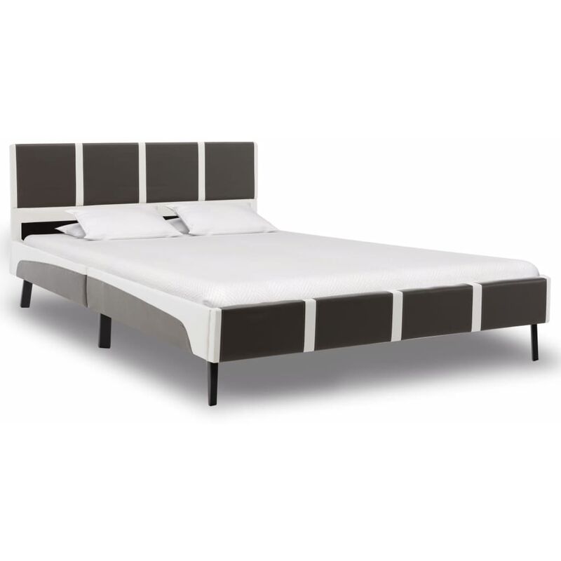 

Estructura de cama cuero sintético gris y blanca 135x190 cm