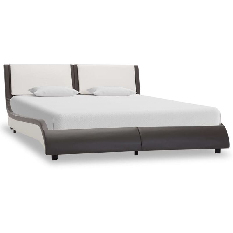 

Estructura de cama cuero sintético gris y blanca 135x190 cm