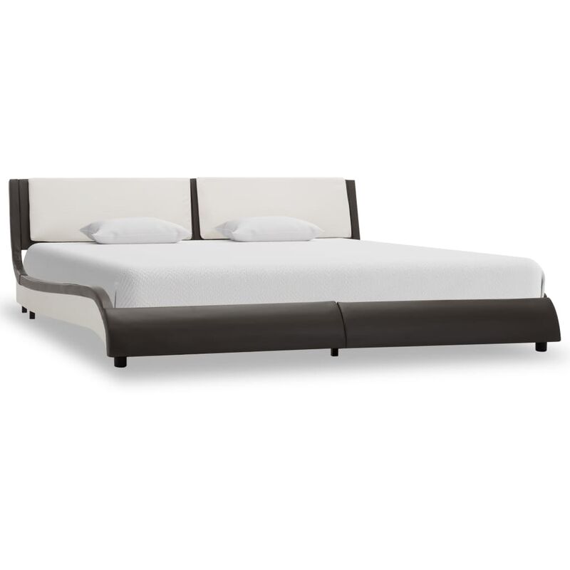 

Estructura de cama cuero sintético gris y blanca 150x200 cm