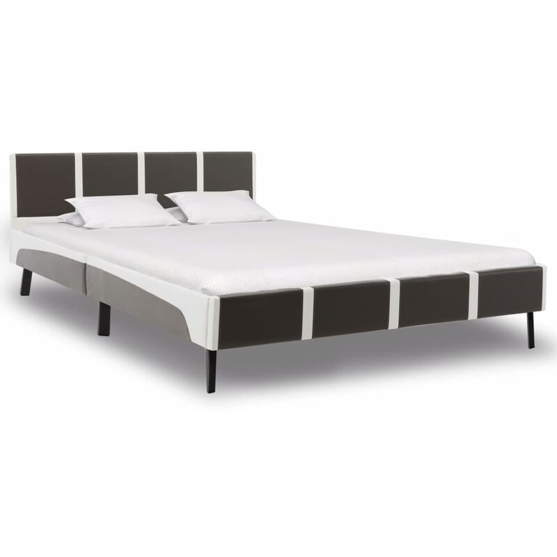 

Estructura de cama cuero sintético gris y blanco 120x200 cm