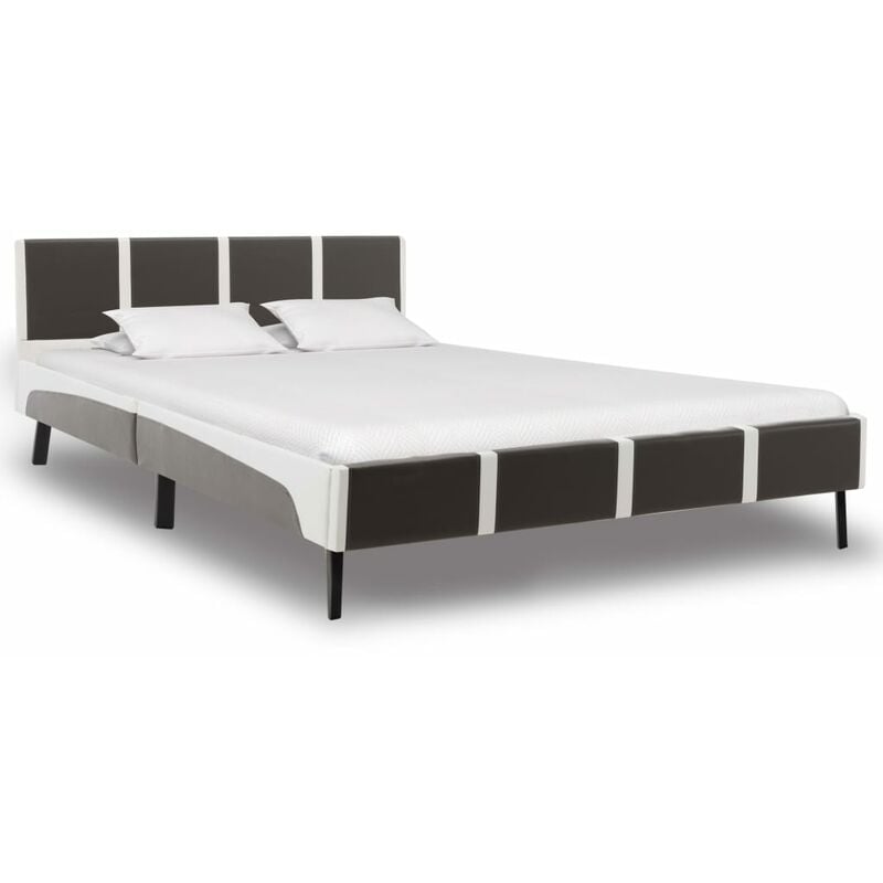 

Estructura de cama cuero sintético gris y blanco 140x200 cm