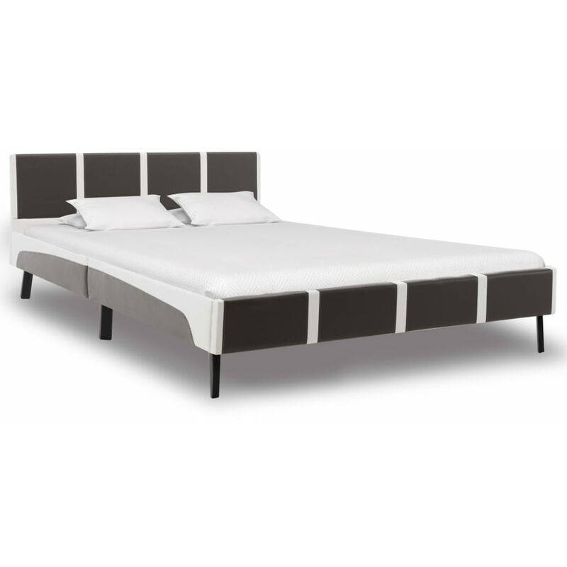 

Estructura de cama cuero sintetico gris y blanco 140x200 cm