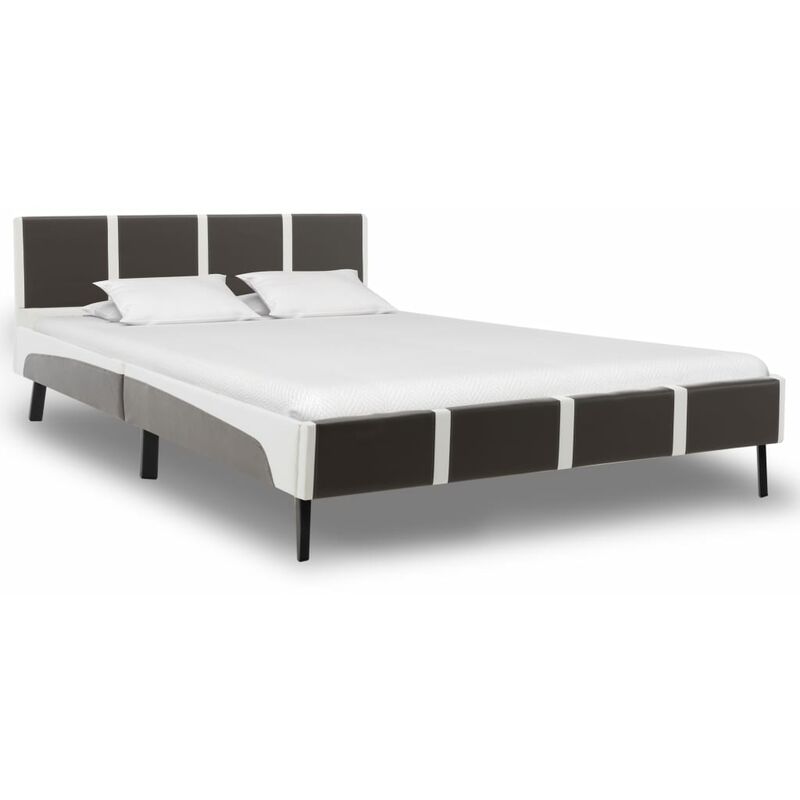 

Estructura de cama cuero sintético gris y blanco 160x200 cm