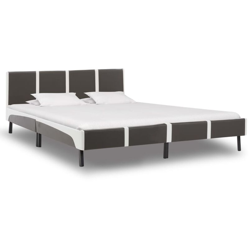 

Estructura de cama cuero sintetico gris y blanco 160x200 cm