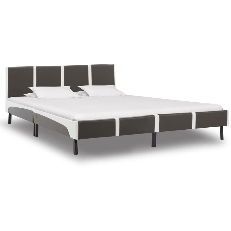 

Estructura de cama cuero sintético gris y blanco 180x200 cm