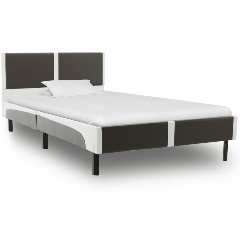 

Estructura de cama cuero sintetico gris y blanco 90x200 cm