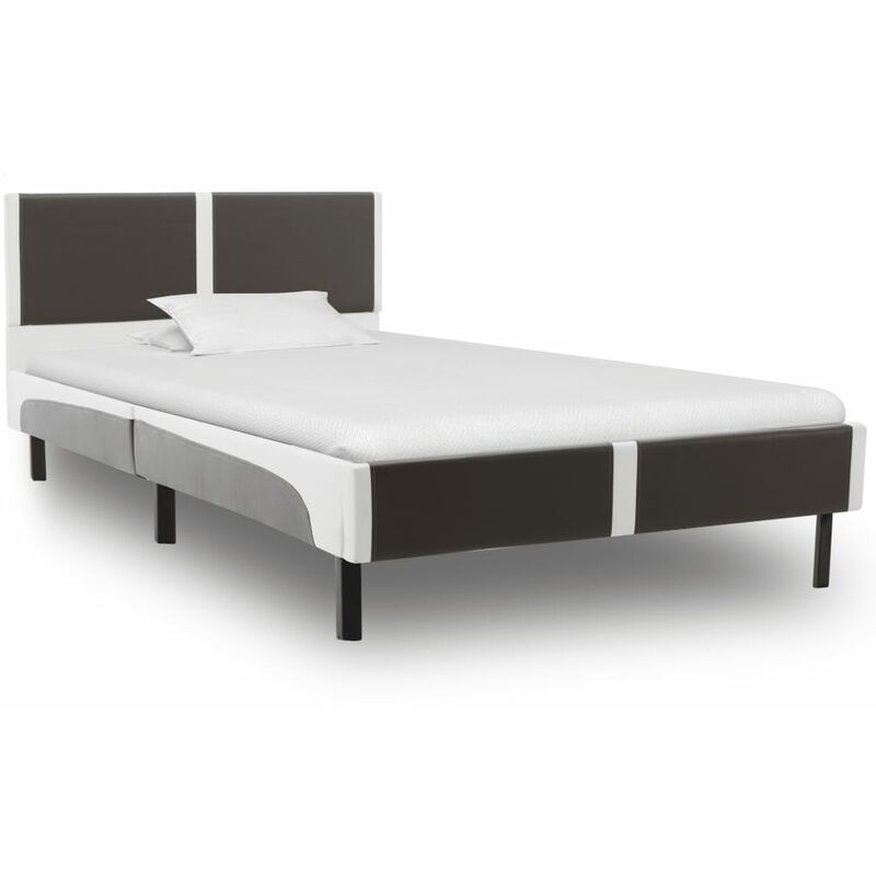 

Estructura de cama cuero sintético gris y blanco 90x200 cm