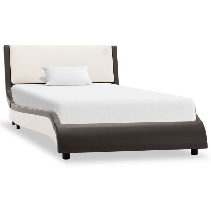 

Estructura de cama cuero sintético gris y blanco 90x200 cm