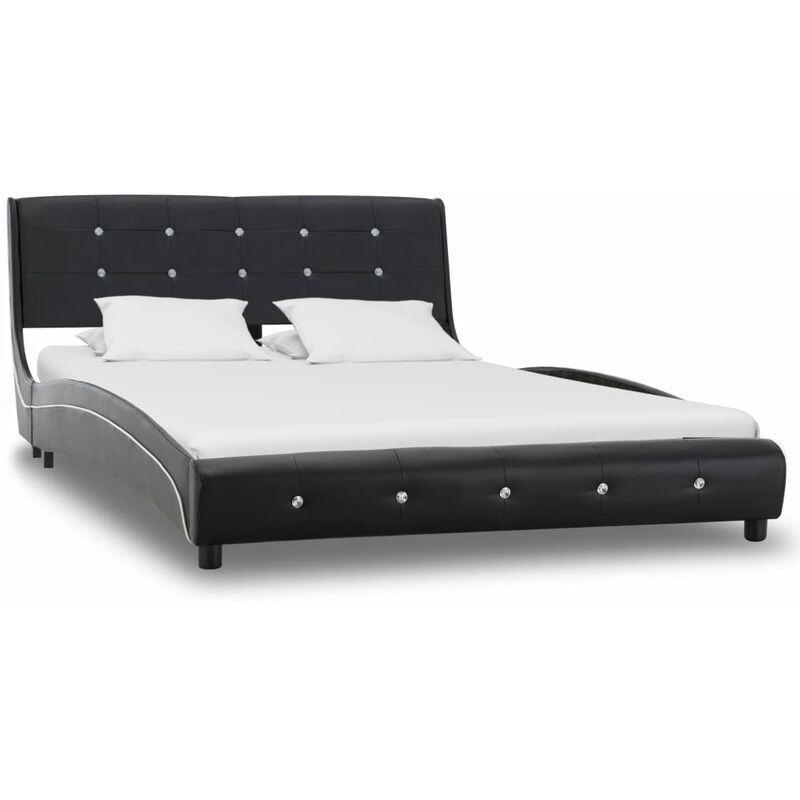 

Estructura de cama cuero sintético negra 120x190 cm