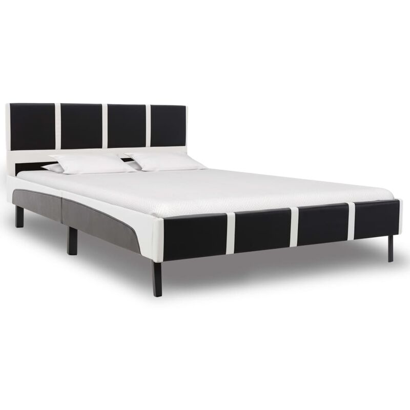 

Estructura de cama cuero sintético negra y blanca 120x190 cm