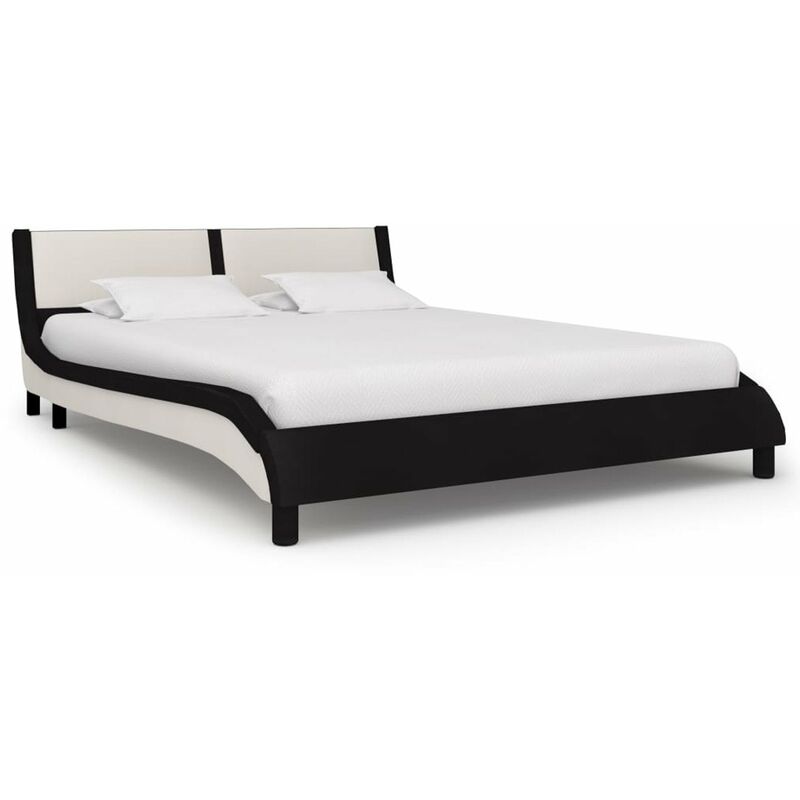 

Estructura de cama cuero sintetico negra y blanca 135x190 cm