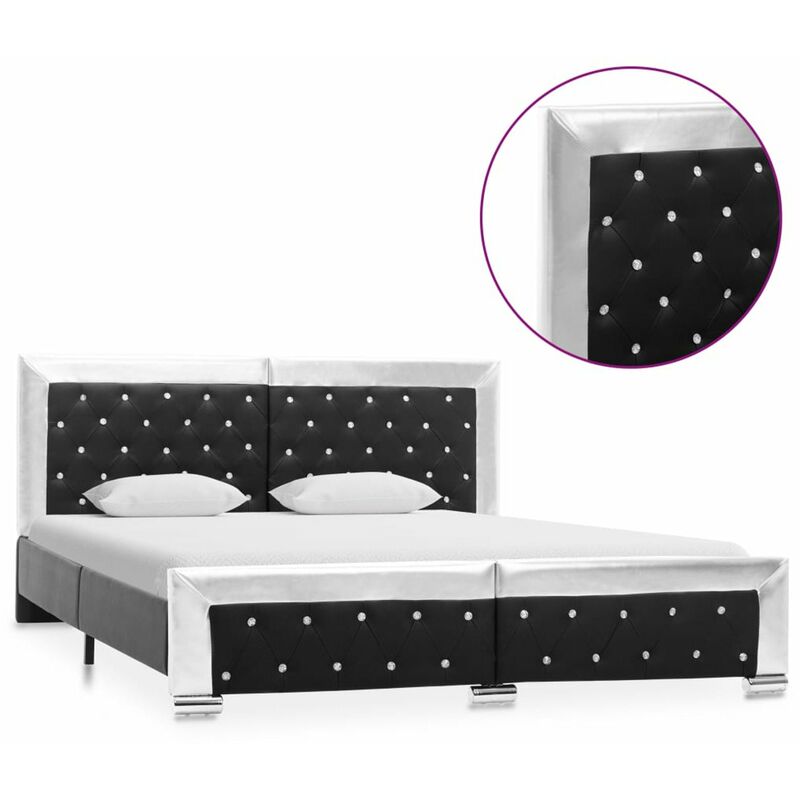 

Estructura de cama cuero sintetico negro 160x200 cm