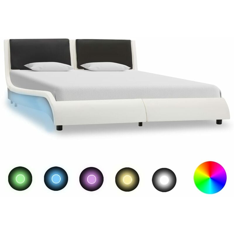 

Estructura de cama cuero sintético negro y blanco 135x190 cm