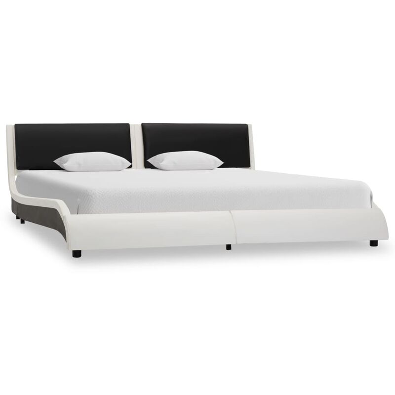 

Estructura de cama cuero sintético negro y blanco 150x200 cm
