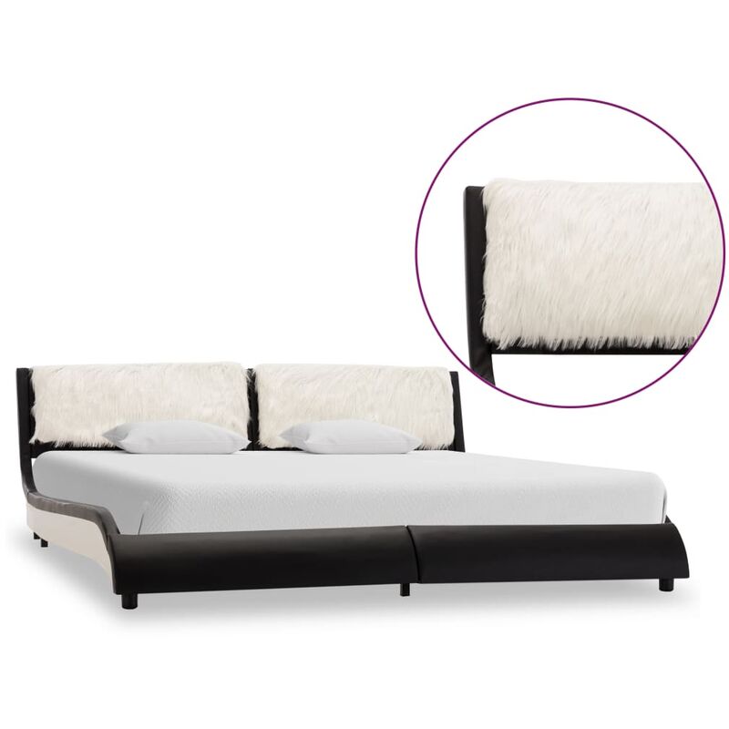 

Estructura de cama cuero sintetico negro y blanco 160x200 cm