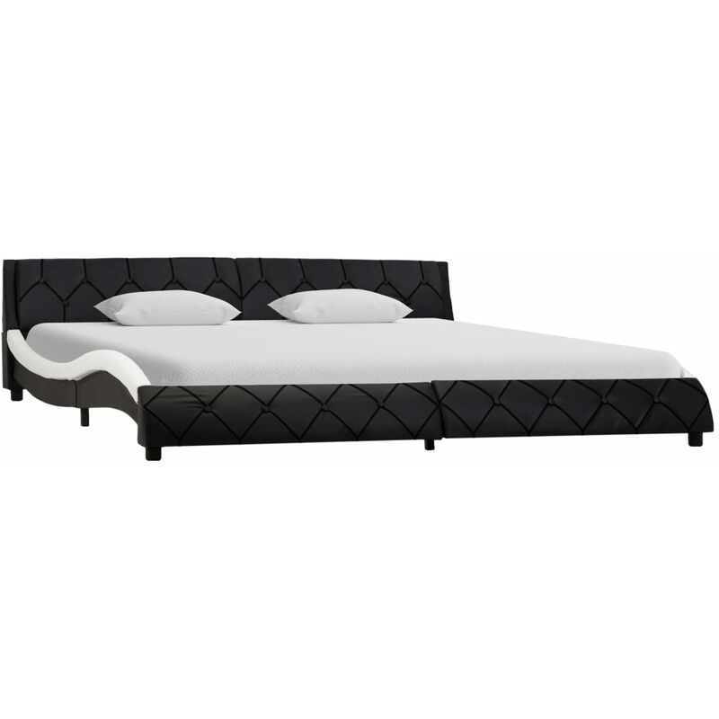 

Estructura de cama cuero sintético negro y blanco 180x200 cm
