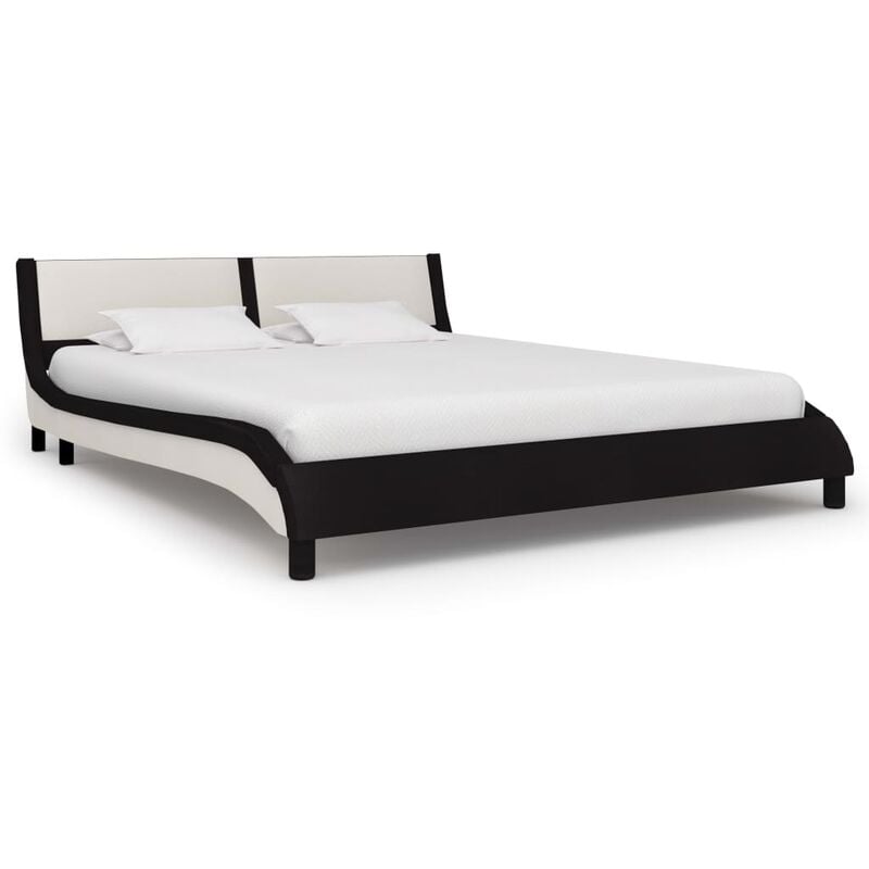 

Estructura de cama cuero sintético negro y blanco 180x200 cm