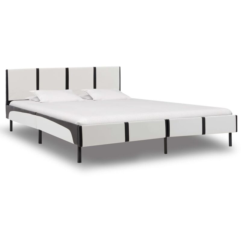 

Estructura de cama cuero sintético negro y blanco 180x200 cm
