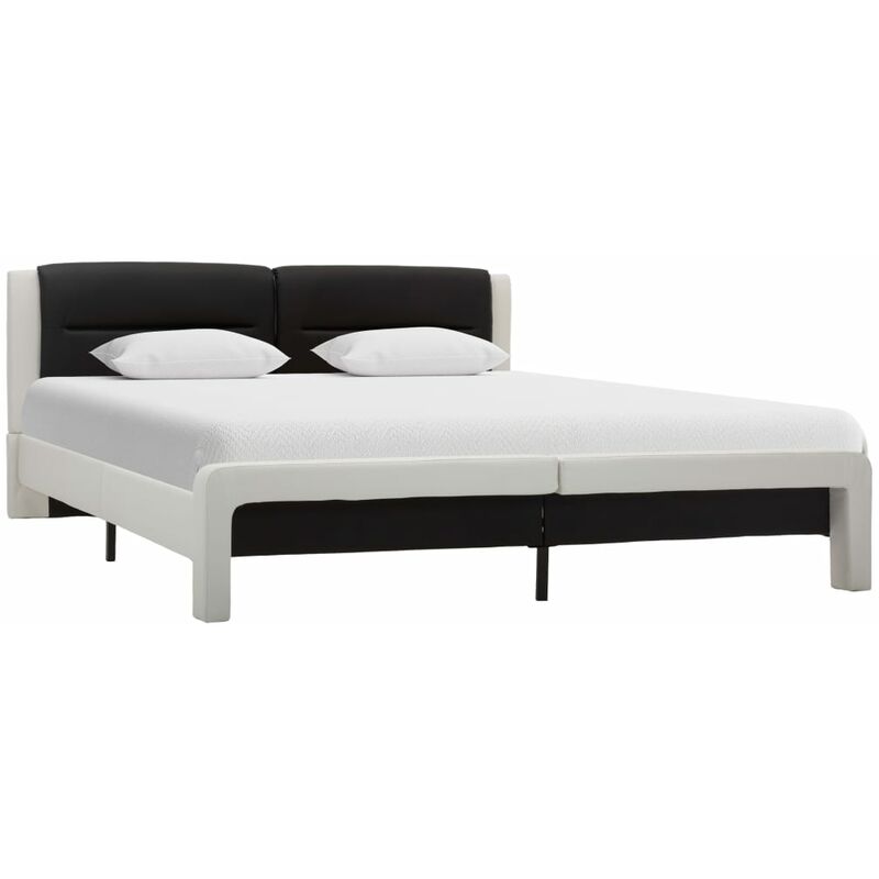

vidaXL Estructura de Cama de Cuero Sintético Blanco y Negro 120x200 cm - Blanco