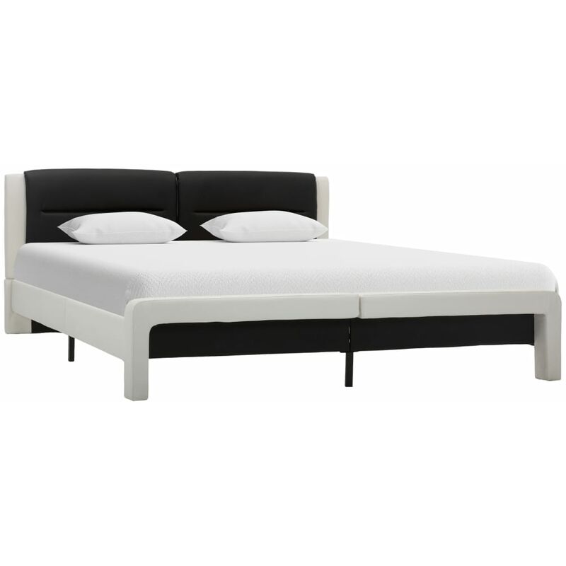 

Estructura de Cama de Cuero Sintético Blanco y Negro 140x200 cm - Blanco - Vidaxl