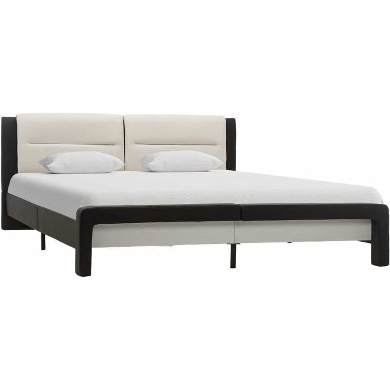 

vidaXL Estructura de Cama de Cuero Sintético Negro y Blanco 140x200 cm - Negro