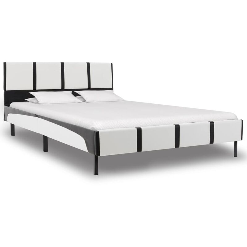 

Estructura de cama cuero sintético blanco y negro 120x200 cm - Blanco