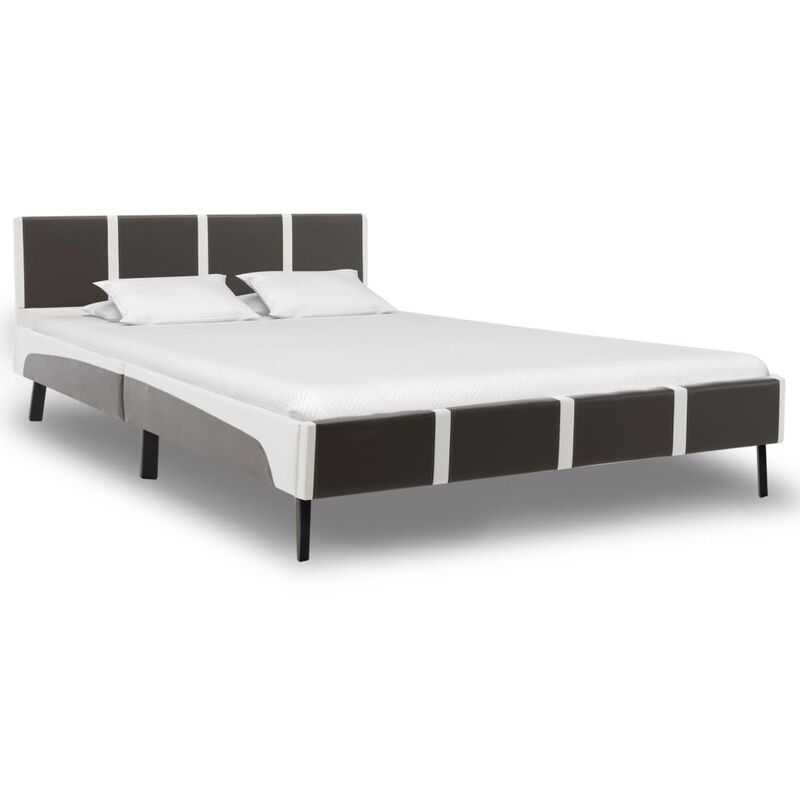

Estructura de cama cuero sintético gris y blanco 140x200 cm - Gris