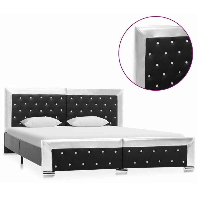 

Estructura de cama cuero sintético negro 160x200 cm - Negro