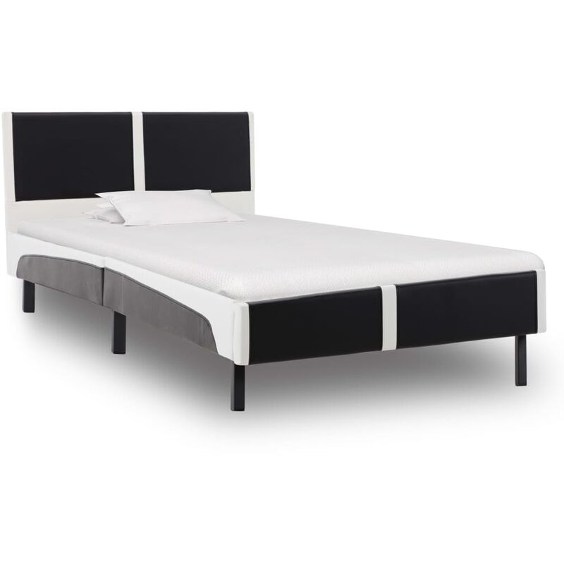 

Estructura de cama cuero sintético negro y blanco 90x200 cm - Negro